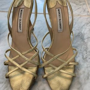 Manola Blahnik gold strap sandals